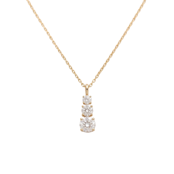 Trinity Cascade Necklace in 18K Yellow Gold | M Grace Jewelry