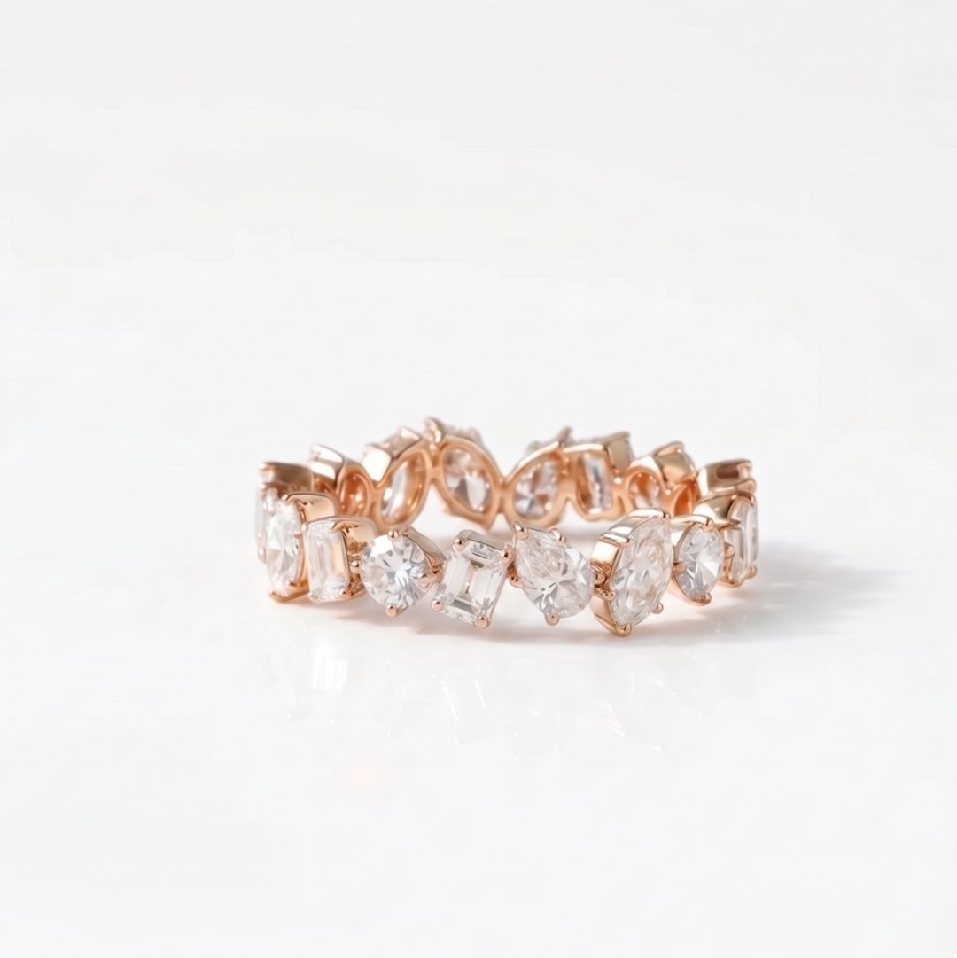 Shape Symphony Eternity Ring – Type A in 18K Rose Gold | M Grace Jewelry