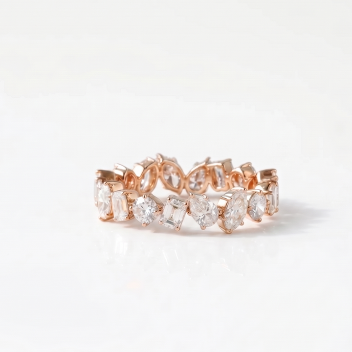Shape Symphony Eternity Ring – Type A in 18K Rose Gold | M Grace Jewelry