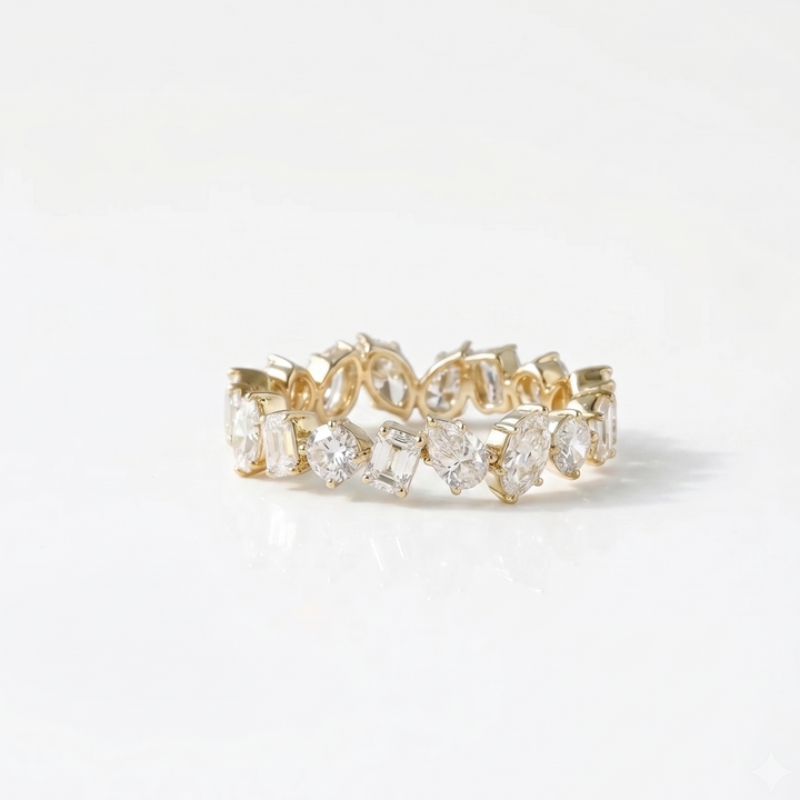 Shape Symphony Eternity Ring – Type A in 18K Yellow Gold | M Grace Jewelry