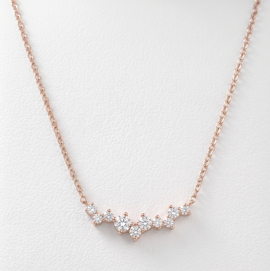 Diamond Whisper Necklace in 18K Rose Gold | M Grace Jewelry
