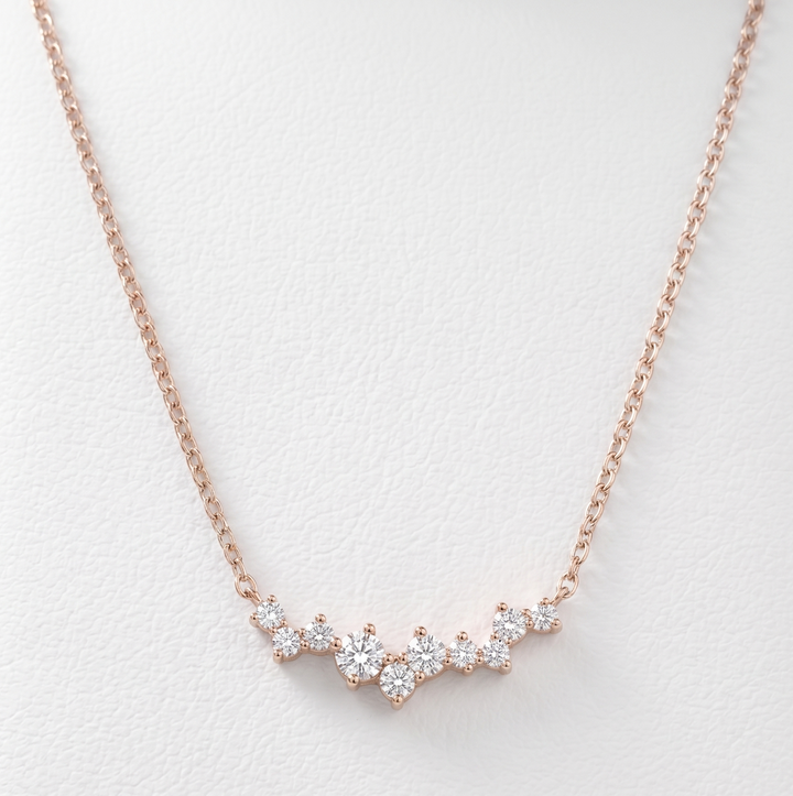 Diamond Whisper Necklace in 18K Rose Gold | M Grace Jewelry