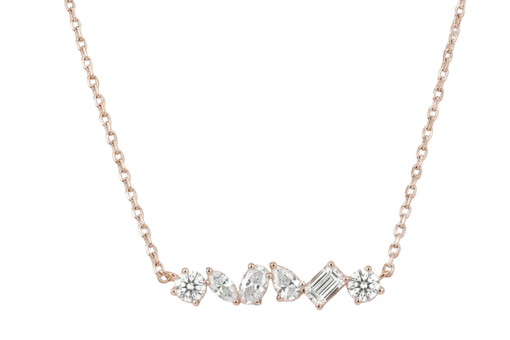 Symphony Diamond Necklace in 18K Rose Gold | M Grace Jewelry