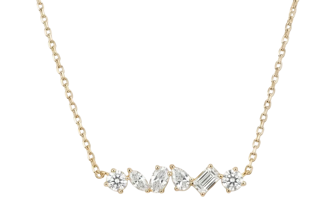 Symphony Diamond Necklace in 18K Yellow Gold | M Grace Jewelry