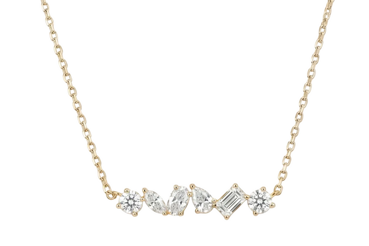 Symphony Diamond Necklace in 18K Yellow Gold | M Grace Jewelry