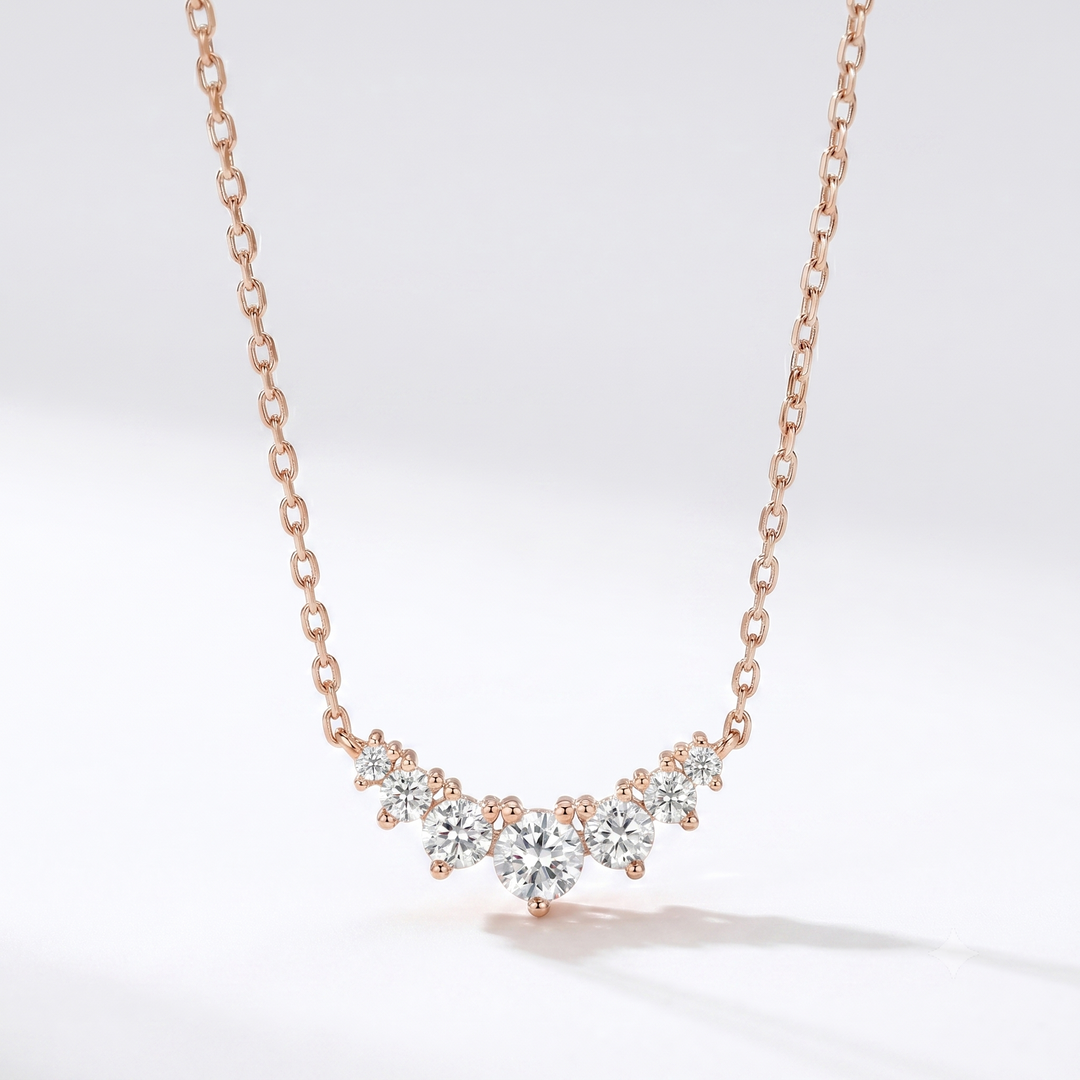Aurora Arc Necklace in 18K Rose Gold | M Grace Jewelry