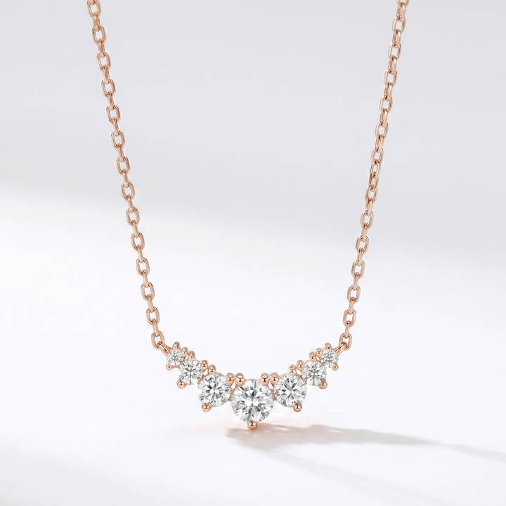 Aurora Arc Necklace in 18K Rose Gold | M Grace Jewelry