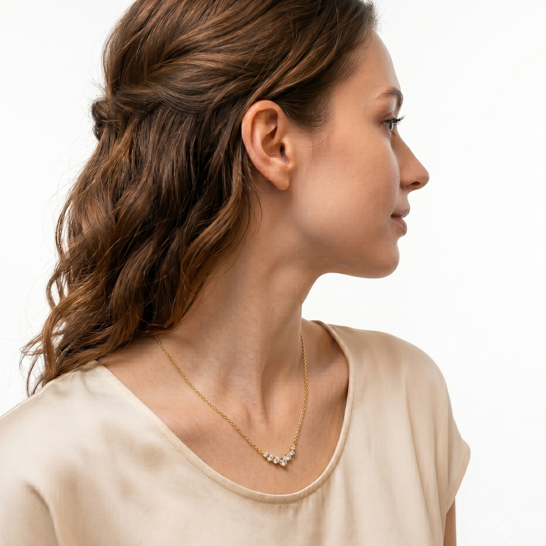 Aurora Arc Necklace in 18K Yellow Gold | M Grace Jewelry
