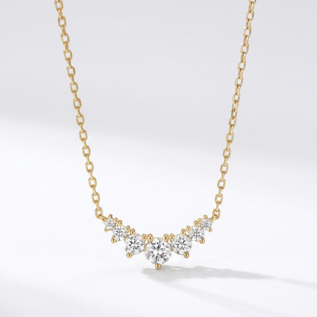 Aurora Arc Necklace in 18K Yellow Gold | M Grace Jewelry