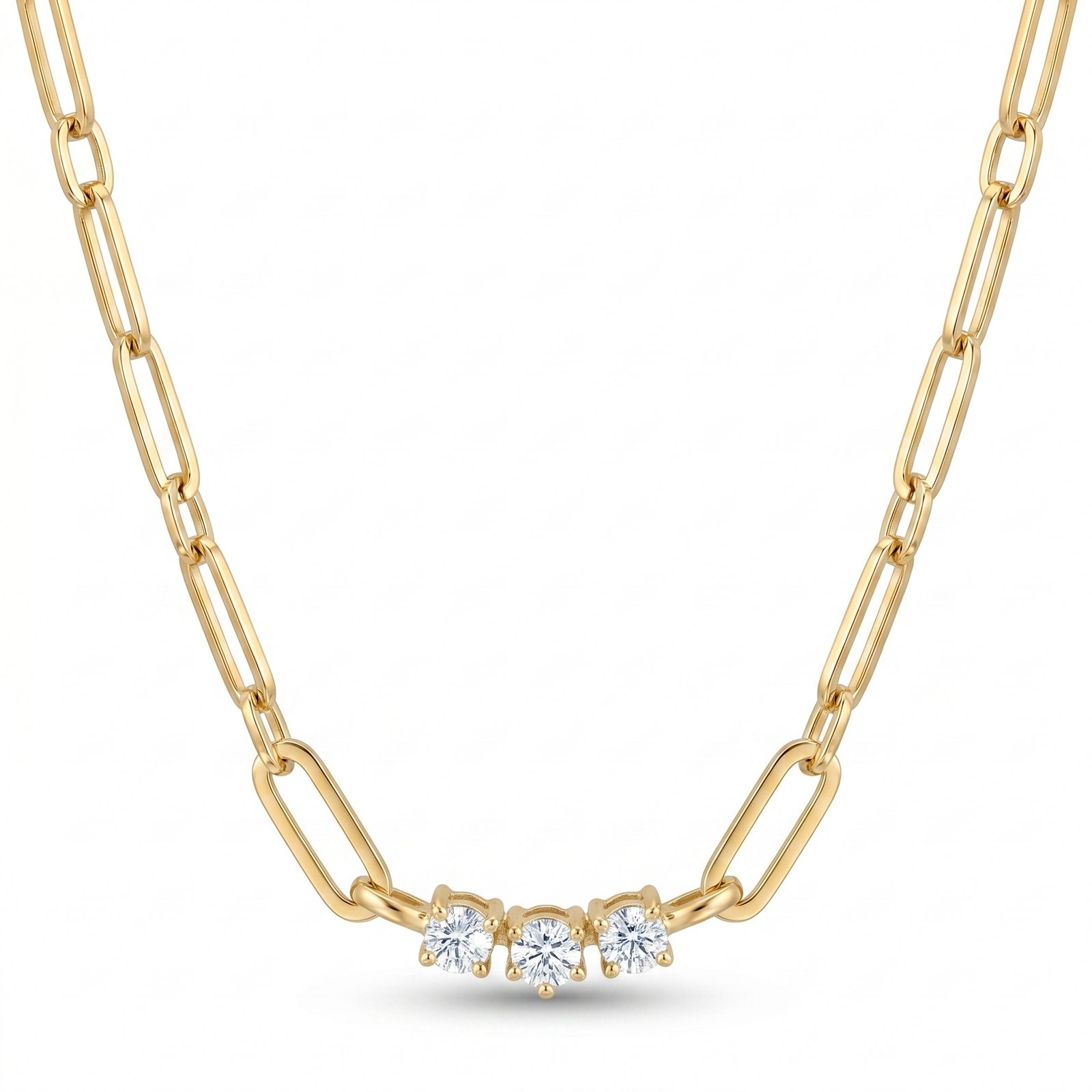 Trinity Link Necklace in 18K Yellow Gold | M Grace Jewelry