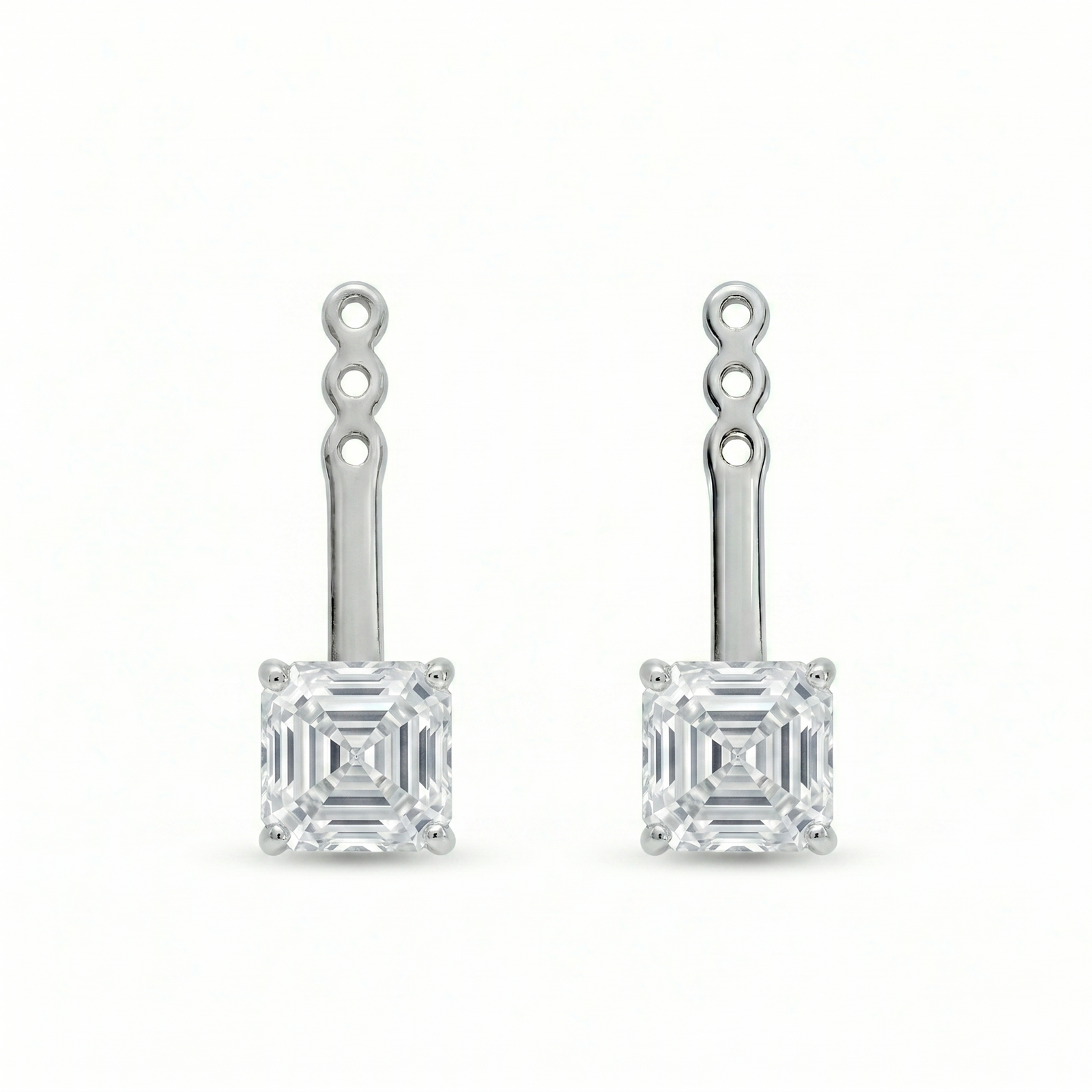 Asscher Back Pierce in Platinum | M Grace Jewelry