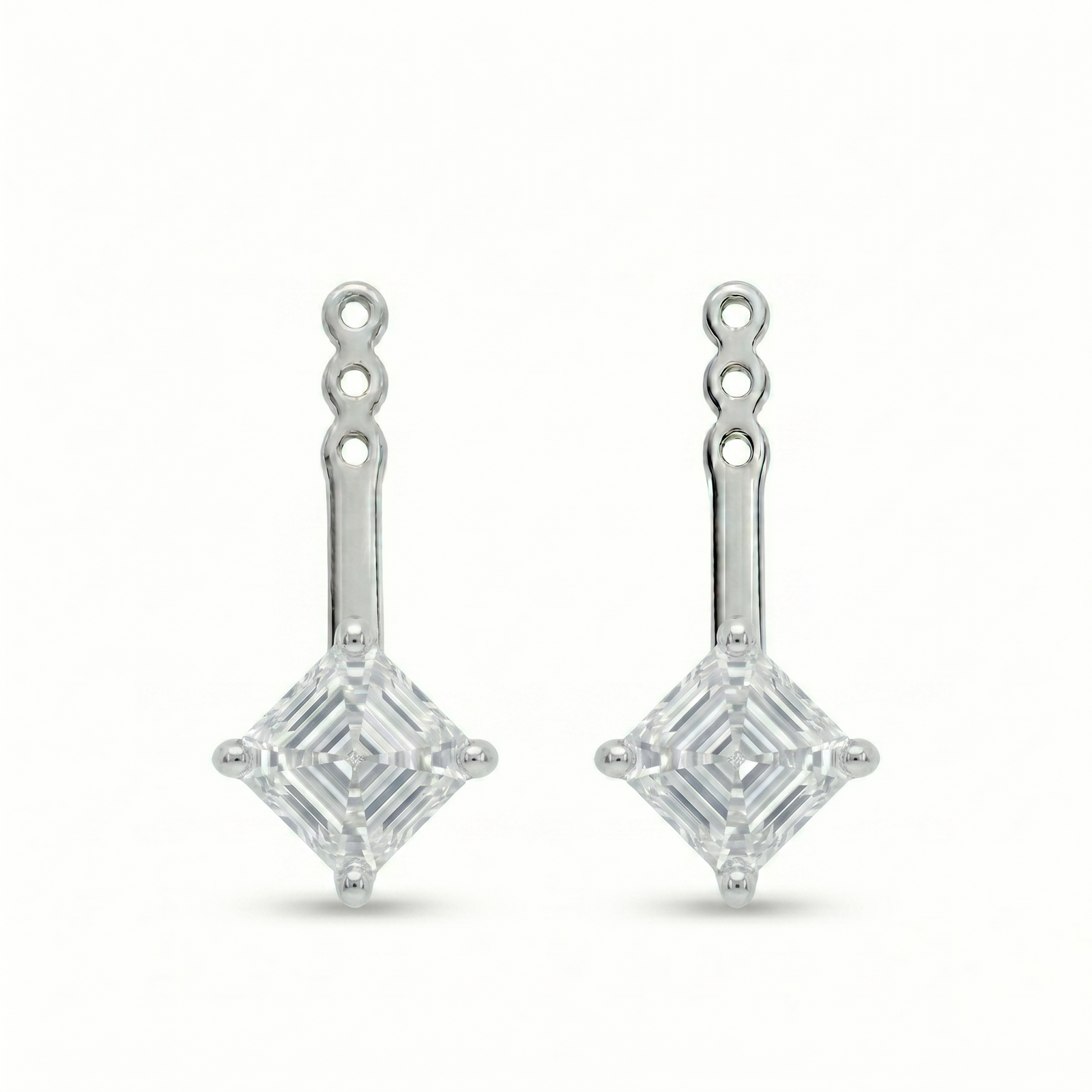 Tilted Asscher Back Pierce in Platinum | M Grace Jewelry