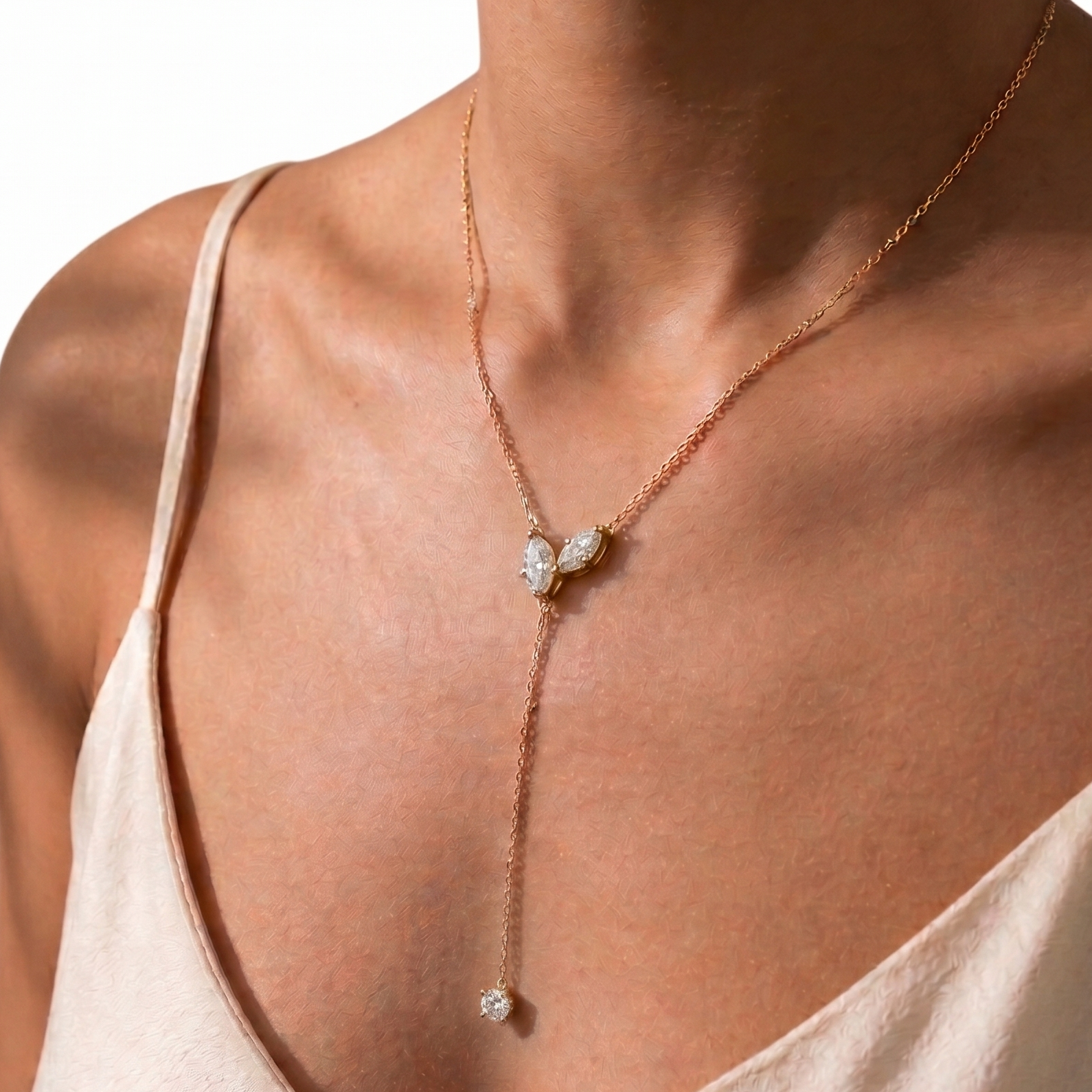 Papillon Diamond Necklace in 18K Yellow Gold | M Grace Jewelry
