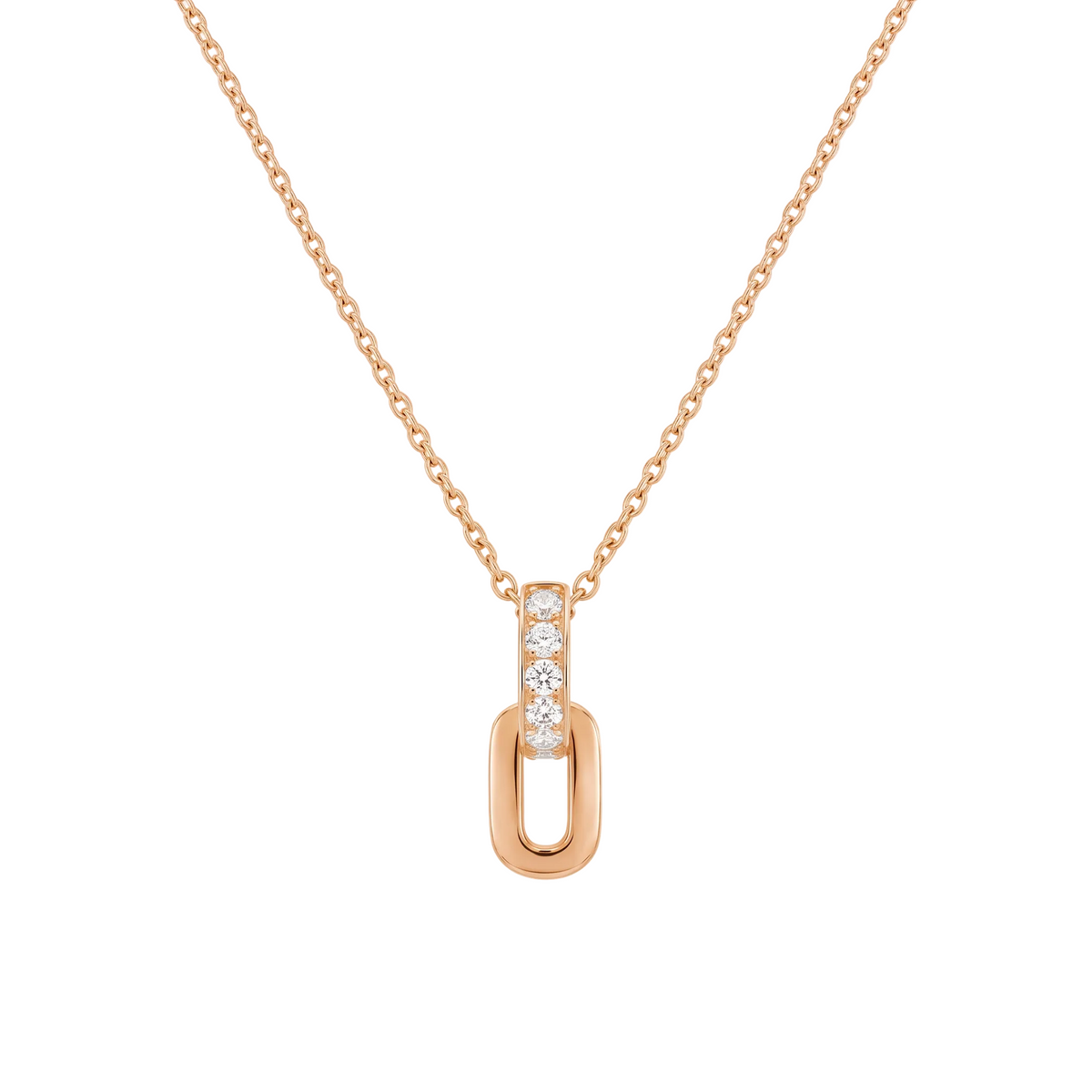 Élan Link Drop Necklace in 18K Rose Gold | M Grace Jewelry