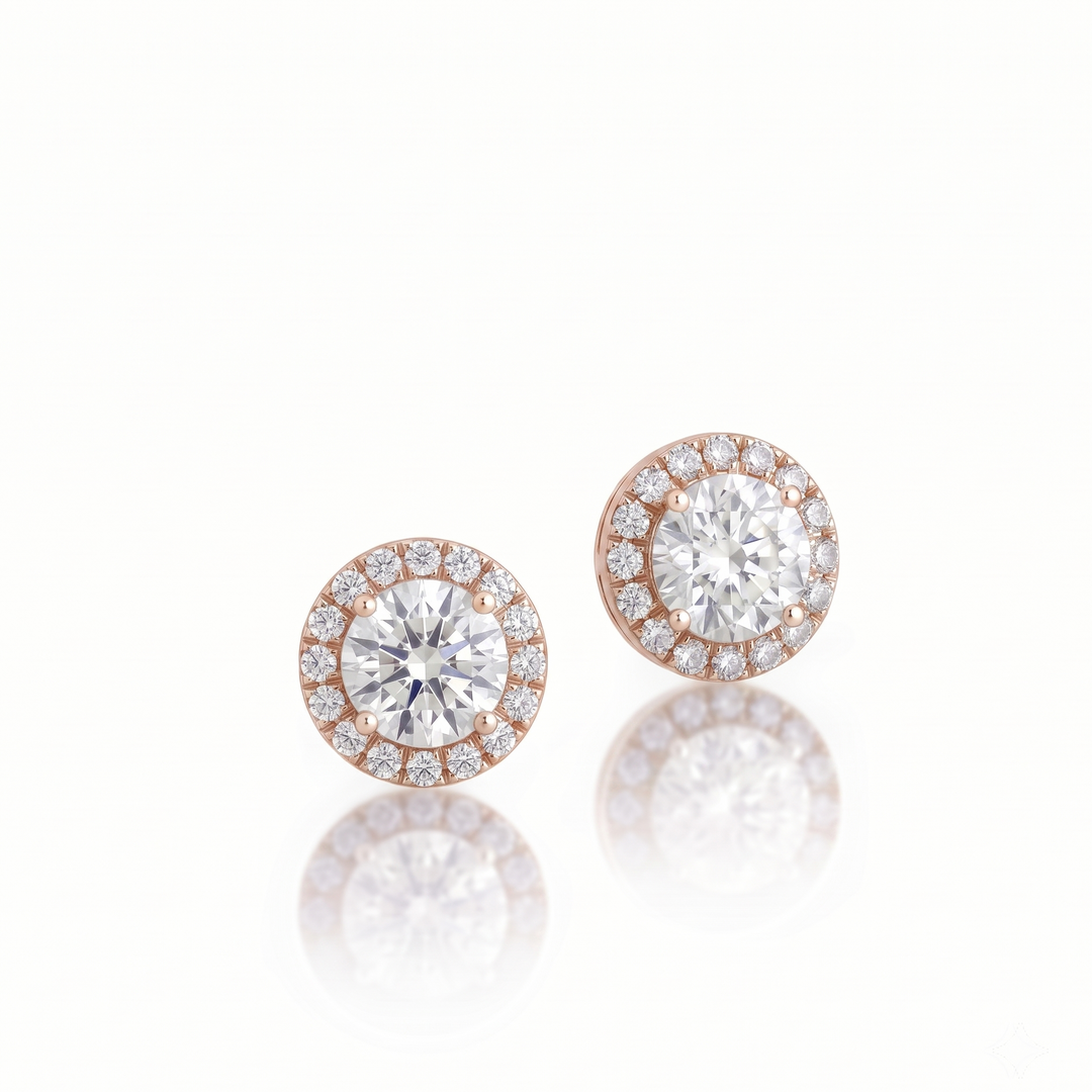 Aura Diamond Studs in 18K Rose Gold | M Grace Jewelry