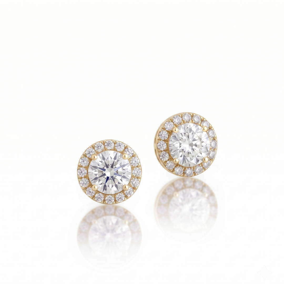Aura Diamond Studs in 18K Yellow Gold | M Grace Jewelry