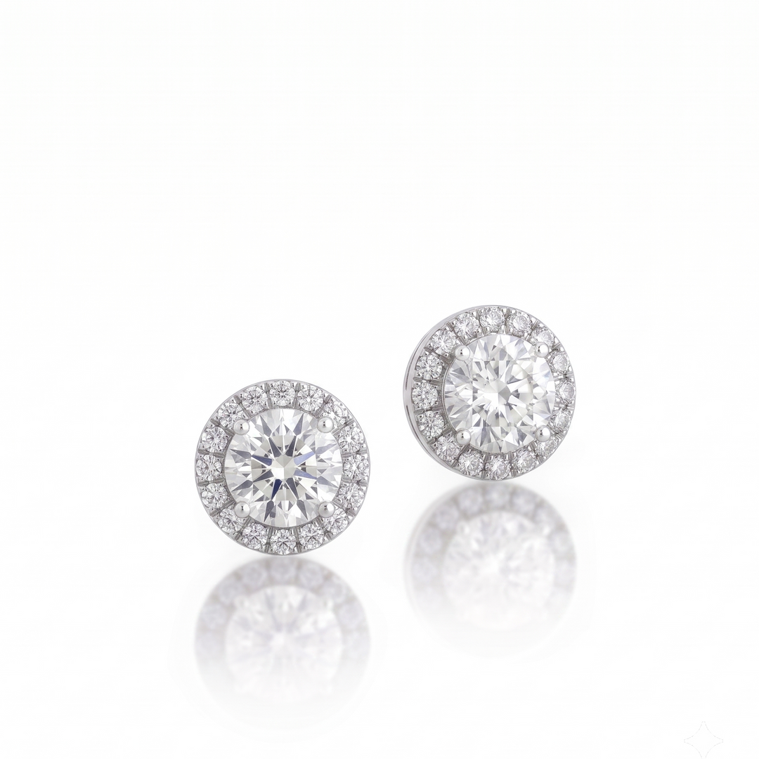 Aura Diamond Studs in Platinum | M Grace Jewelry