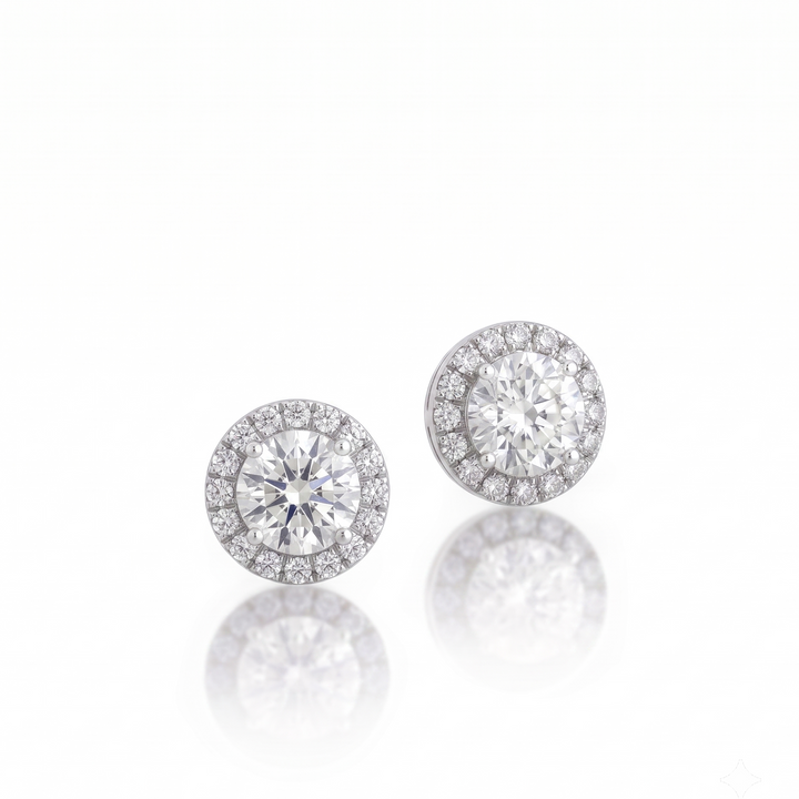 Aura Diamond Studs in Platinum | M Grace Jewelry
