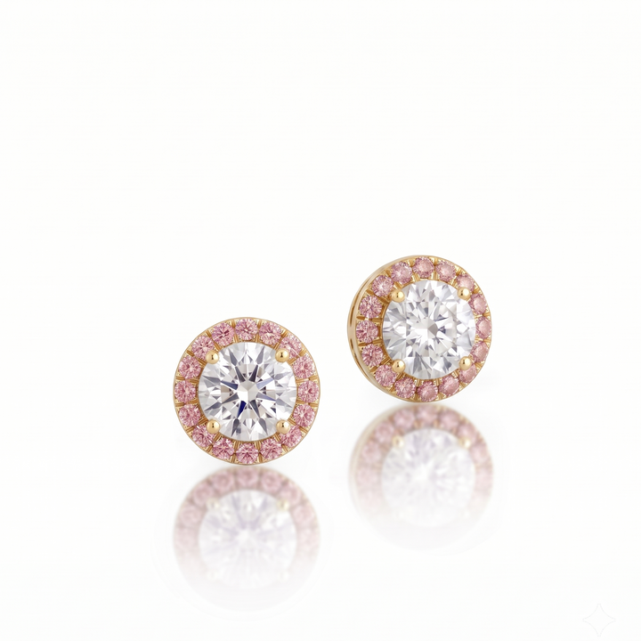 Aura Pink Diamond Studs in 18K Yellow Gold | M Grace Jewelry
