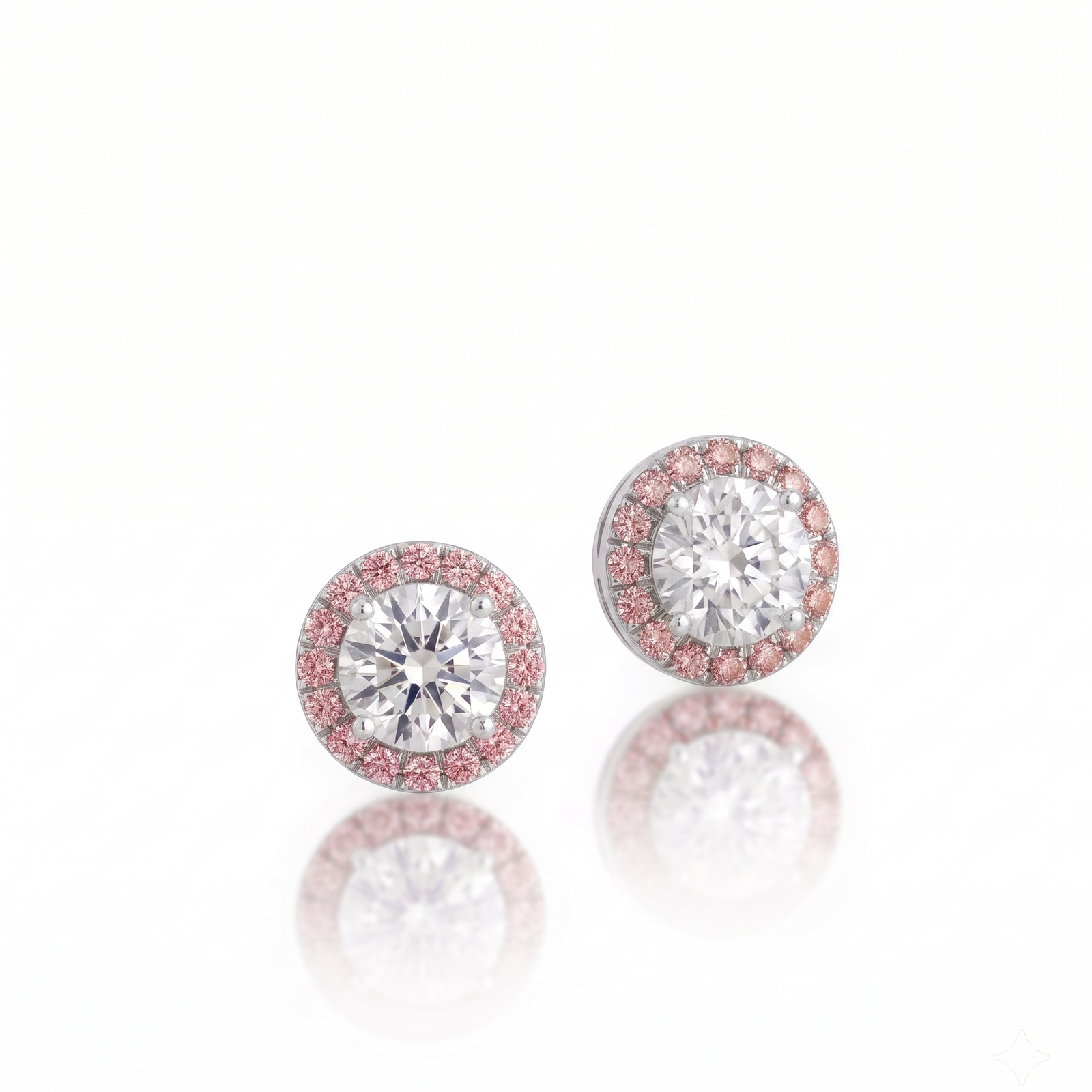 Aura Pink Diamond Studs in Platinum | M Grace Jewelry