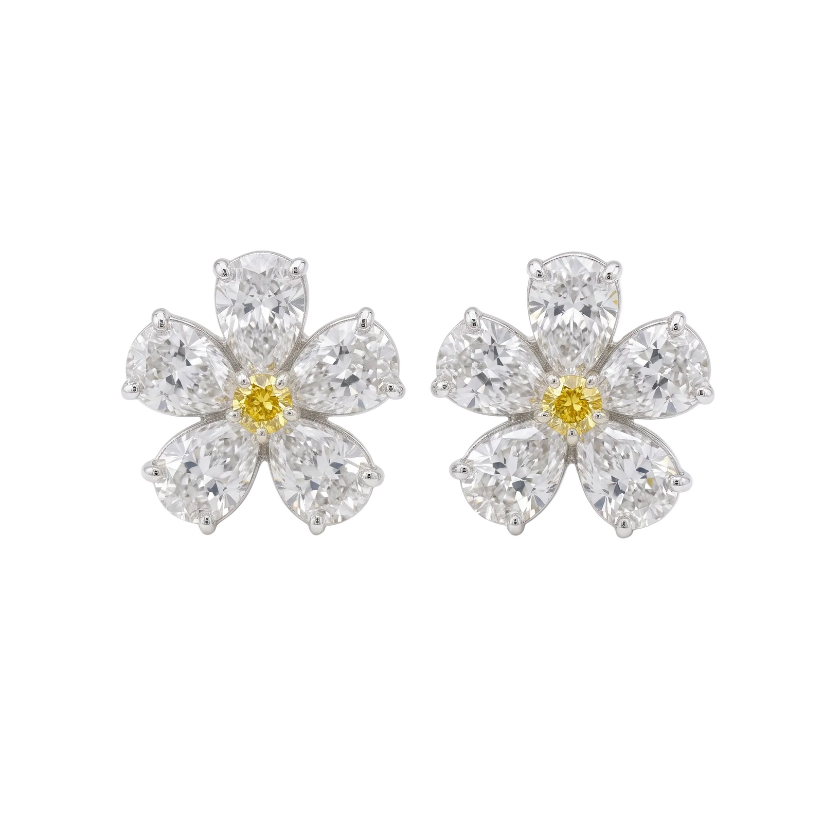 Yellow Bloom Studs in Platinum | M Grace Jewelry