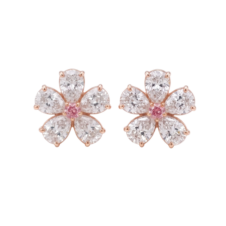 Pink Bloom Studs in 18K Rose Gold | M Grace Jewelry